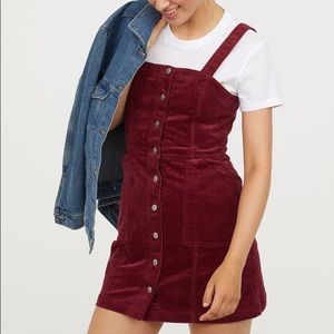 H&M Bib Overall Dress Maroon